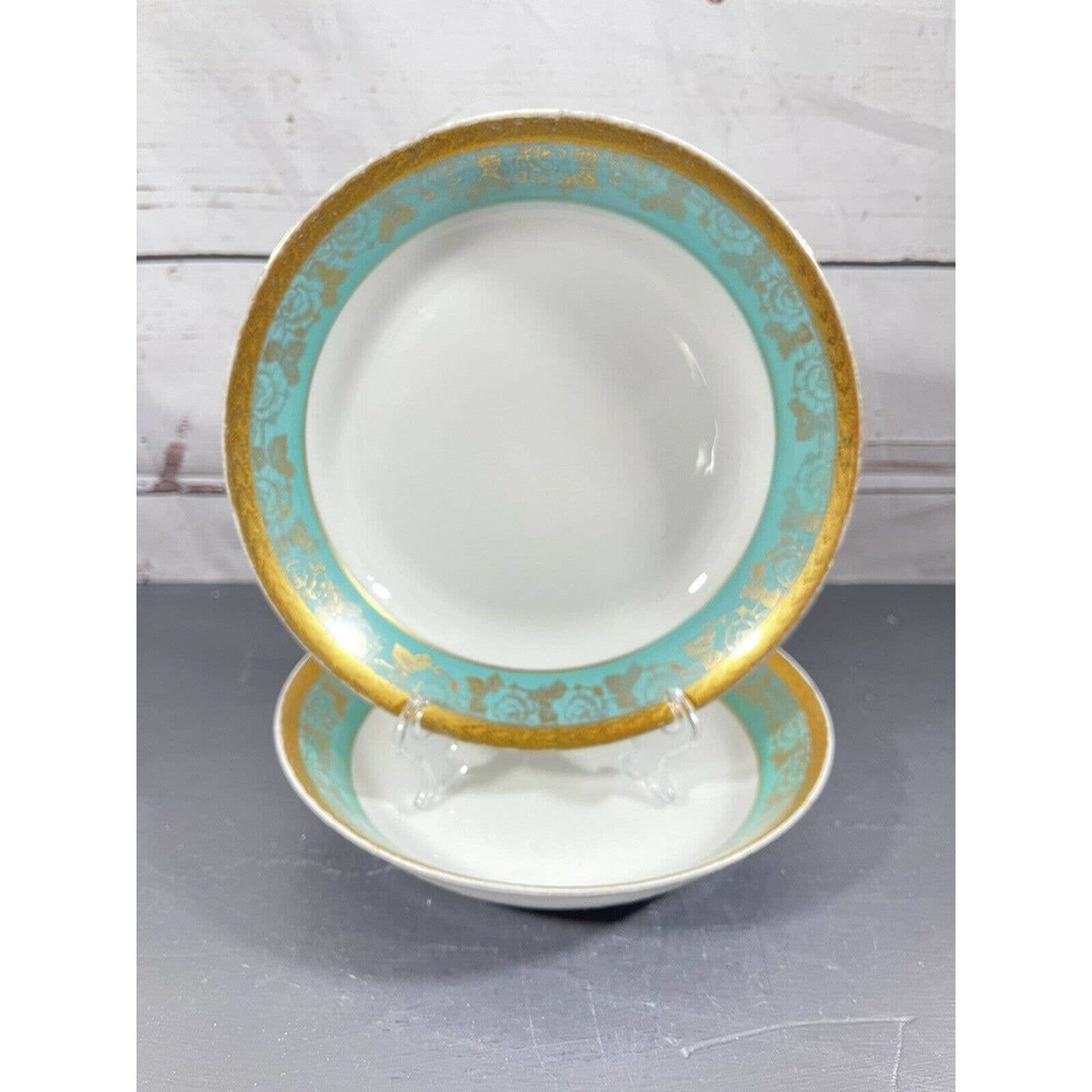 2 Pc Superior Bavaria China Bowls Warranted 22 Karat Gold